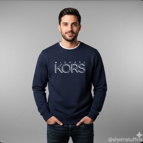 Michael Kors Other - Like New Men's Michael Kors Navy Blue Logo Cotton Blend Crewneck Sweatshirt L